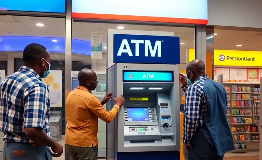 Technician carrying out maintenance on an ATM