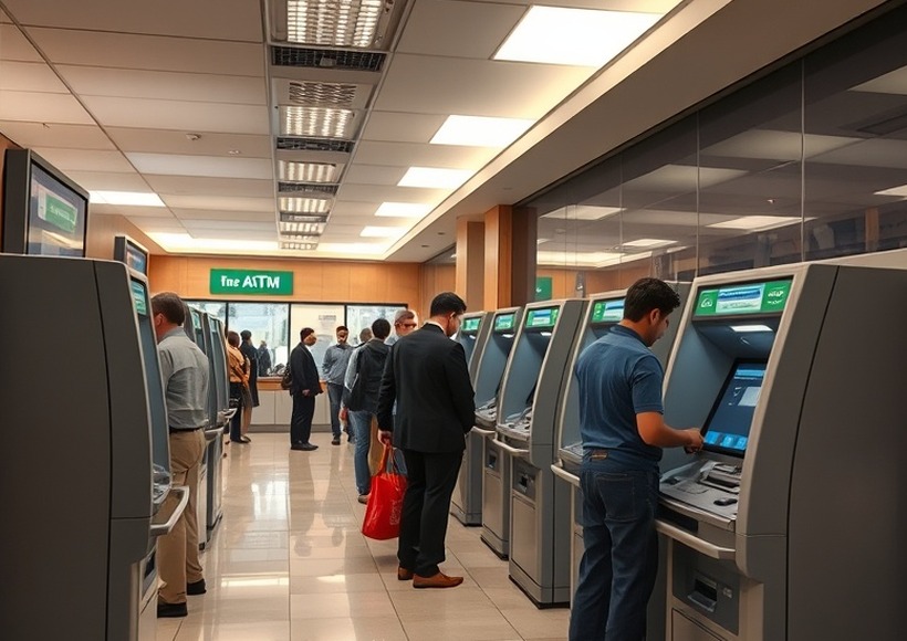 ATM in service at a bank branch